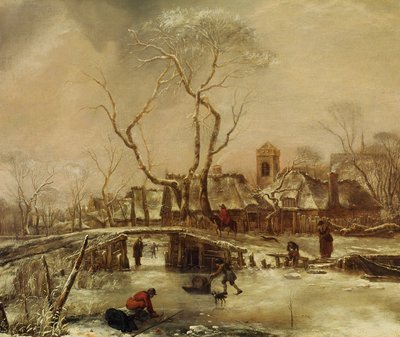 Winter Scene by Jan van de Capelle or Cappelle